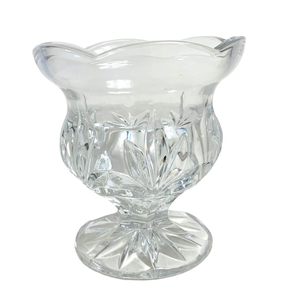 Royal Limited Crystal Tulip Candy Dish Pedestal Candle Holder VTG Hand Cut Vase